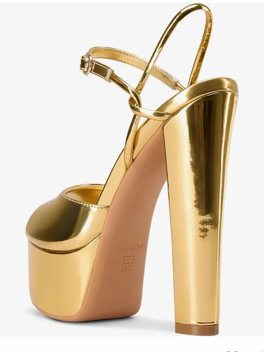 Gold Platform High-Heel Sandal - Women's Metallic Platform Pump